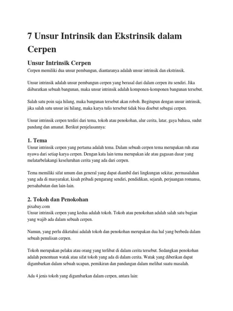 Unsur Unsur Pembangun Cerpen – Lukisan