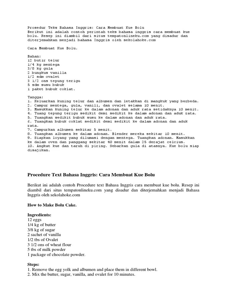Contoh Teks Prosedur Membuat Kue - Mosaicone