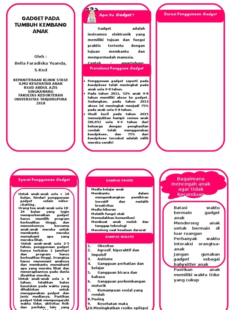 Leaflet Dampak Gadget Terhadap Tumbuh Kembang | PDF