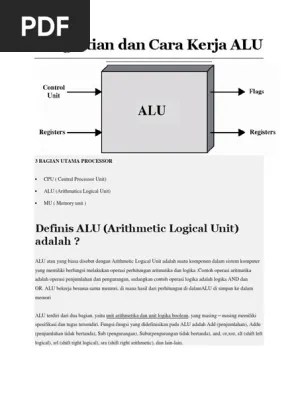 Pengertian Dan Cara Kerja ALU: Definis ALU (Arithmetic Logical Unit) Adalah  ? | PDF