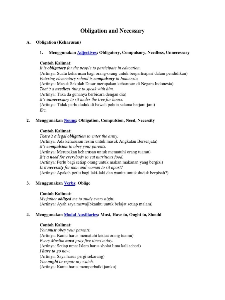Understanding obligation is an expression or expression in english. Obligation And Necessary Pdf Hubungan Sintaksis Morfologi