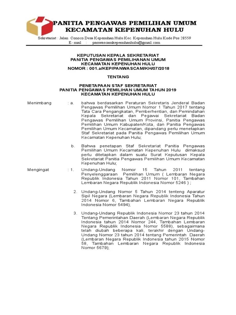 Pemilihan guberur dan wakil gubernur, bupati dan. Sk Staf Pdf