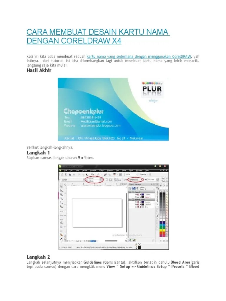 Anda yang mahir desain grafis biasanya . Cara Membuat Desain Kartu Nama Dengan Coreldraw X4