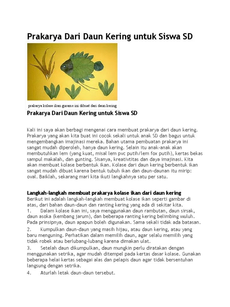 Prakarya Dari Daun Kering Untuk Siswa SD | PDF