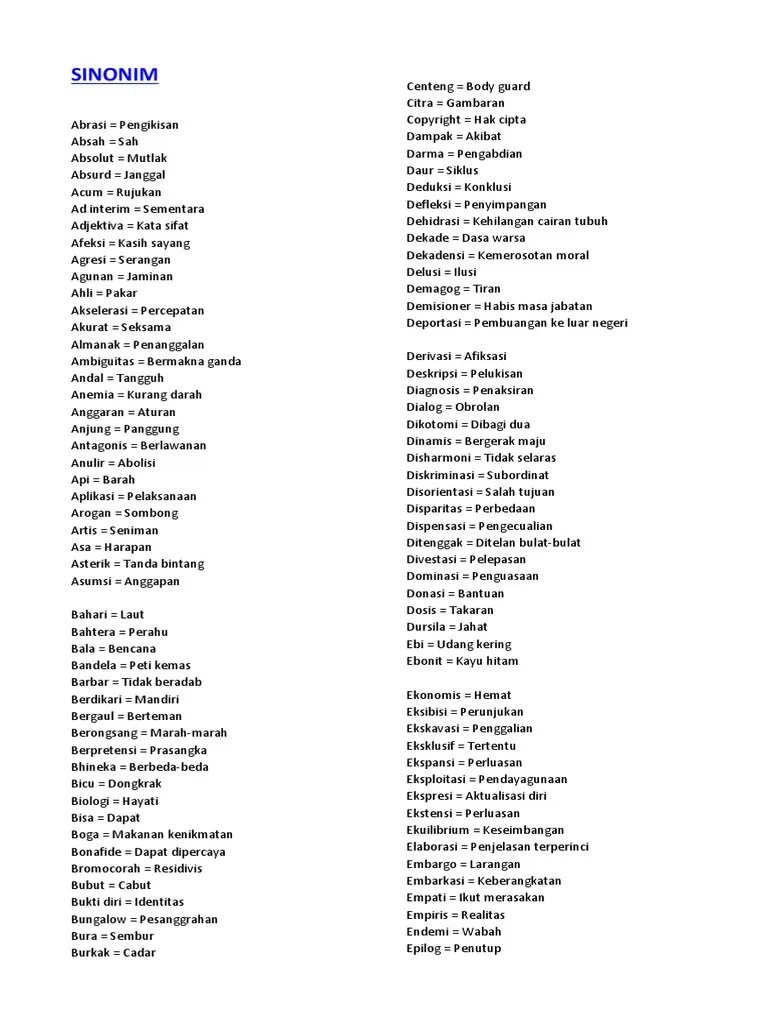 Antonim Kata Sifat – Beinyu.com