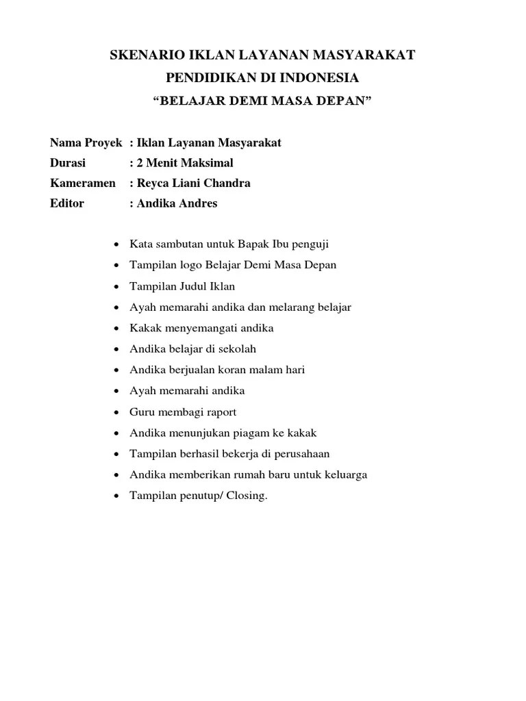 Skenario Iklan Layanan Masyarakat | PDF