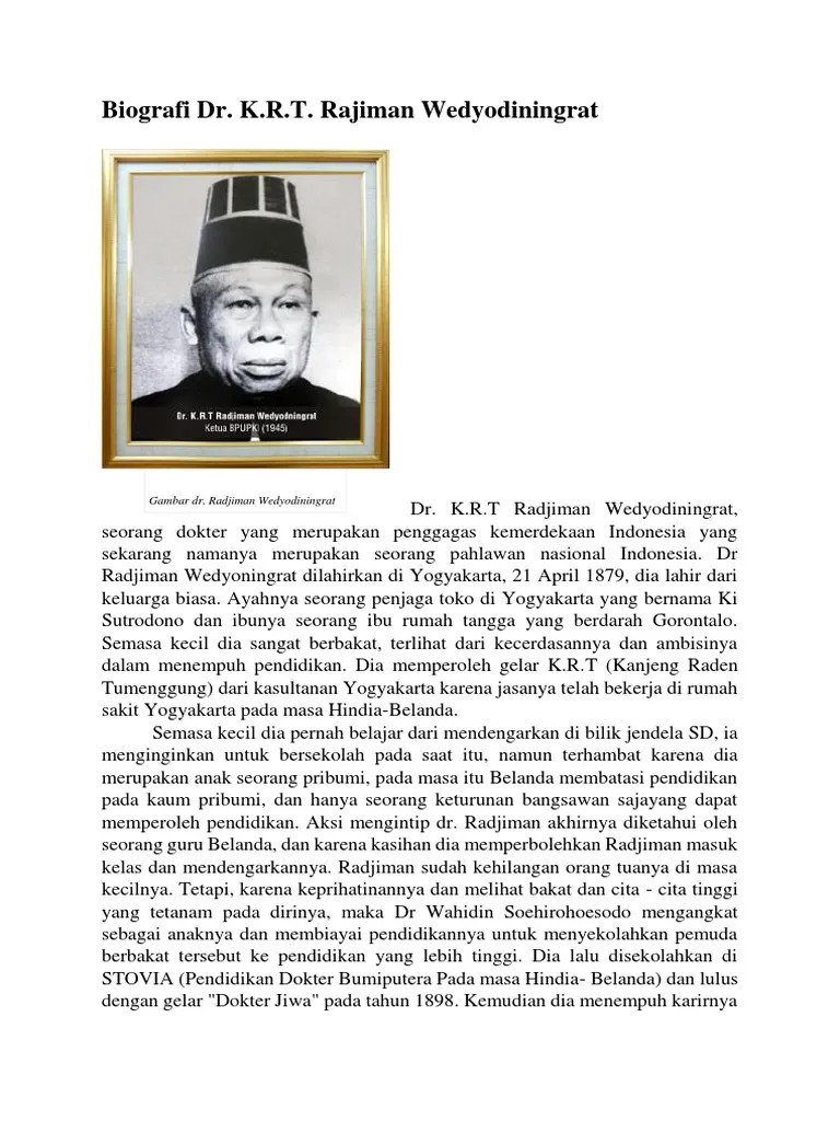 Biografi Dr. Radjiman Wediodiningrat | PDF