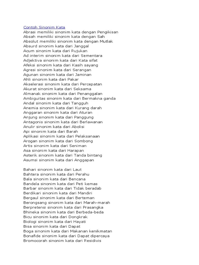 Contoh Sinonim Kata | PDF