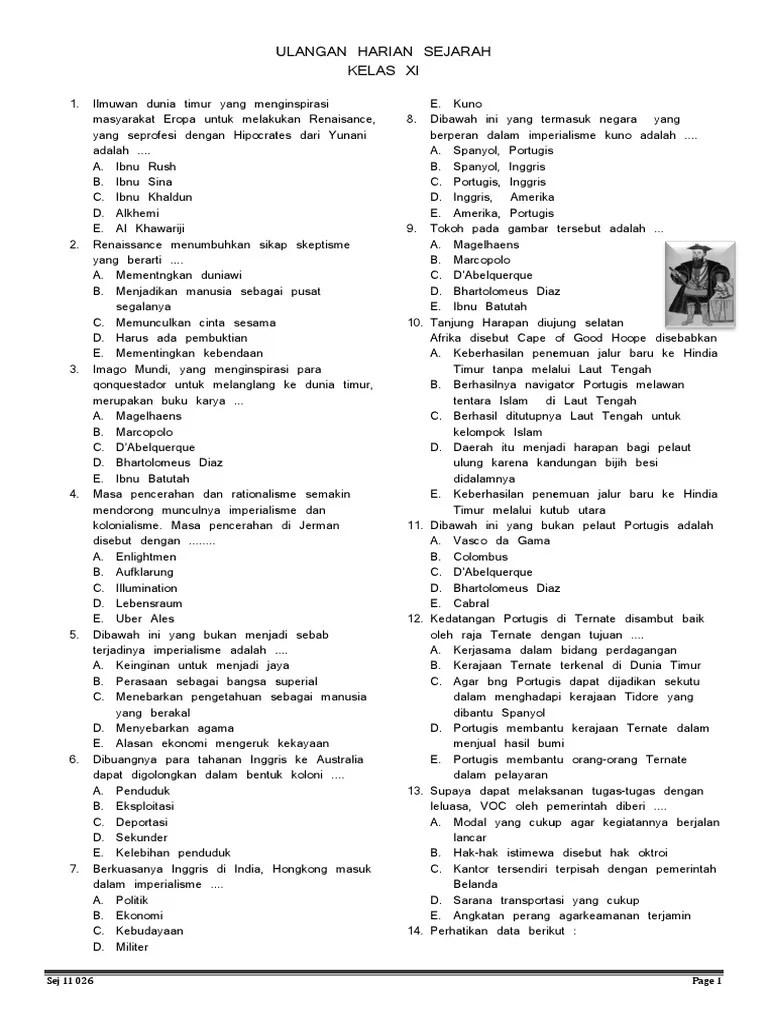 Pembaca sekolahmuonline, berikut ini sekolahmuonline sajikan contoh soal lengkap dengan kunci jawaban dan pembahasannya mata pelajaran sejarah indonesia kelas . Contoh Soal Uas Sejarah Peminatan Kelas 10 Pdf