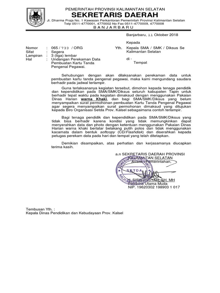 Setelah menerima data, pt pos indonesia akan mengirimkan undangan ke . Surat Undangan Perekaman Data Sma Smk Pdf Pdf