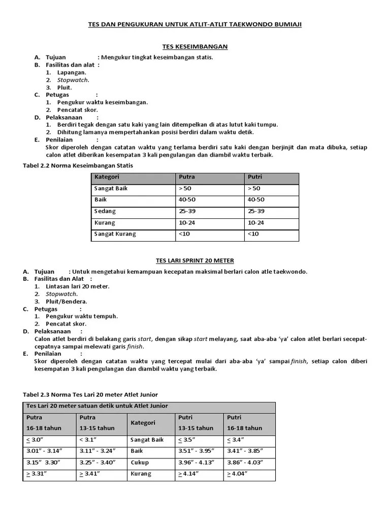 Tes Dan Pengukuran Untuk Atlit | PDF