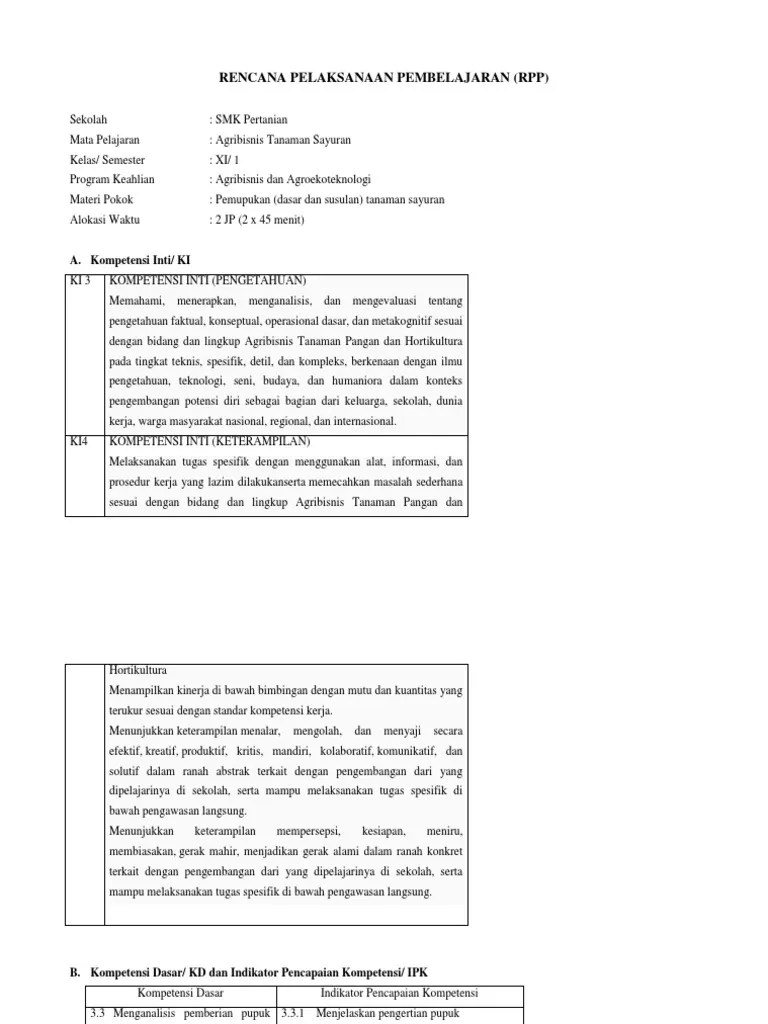 Rapor mutu sekolah diperoleh setelah sekolah mengisi instrumen penjaminan mutu pendidikan (pmp). Rpp Tanaman Sayuran Pdf