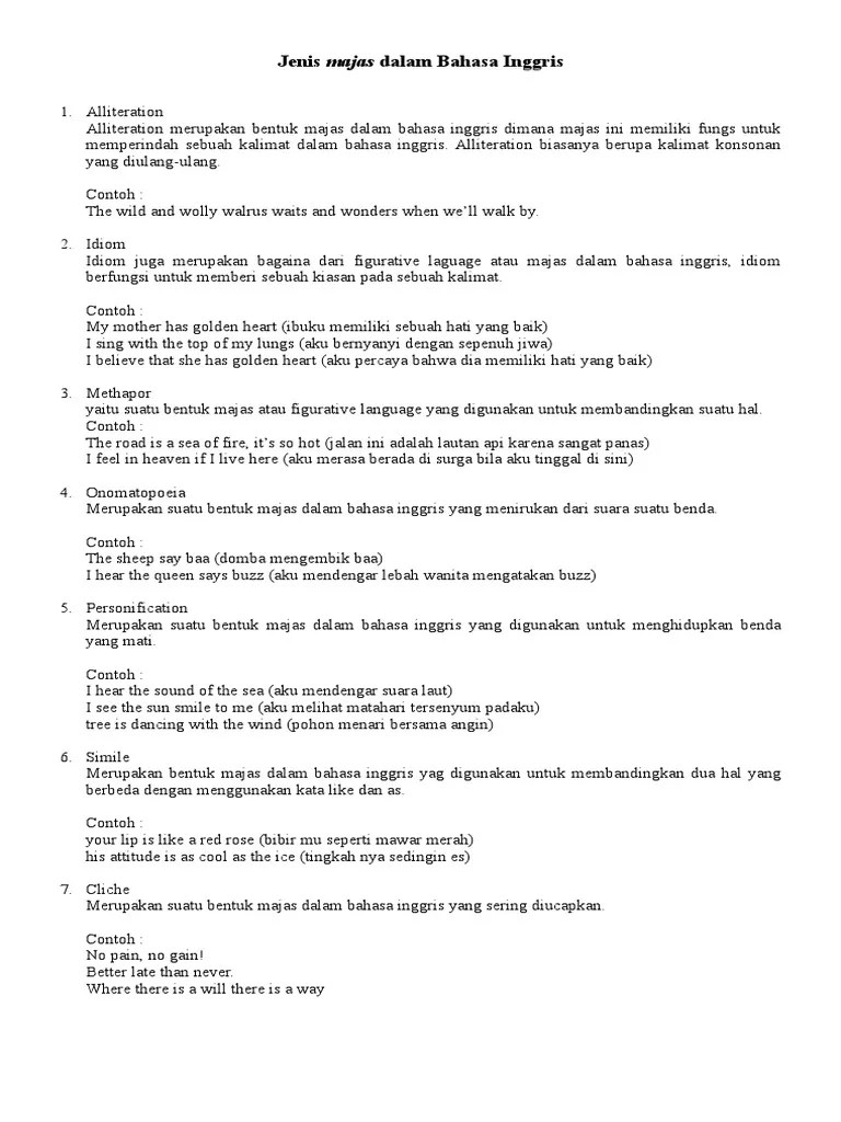 Seperti yang anda ketahui, jika penggunaan . Majas Bahasa Inggris Beinyu Com