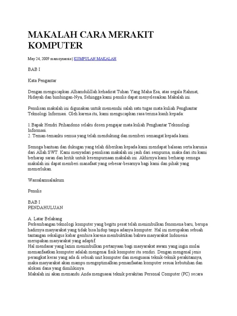 Makalah Cara Merakit Komputer | PDF