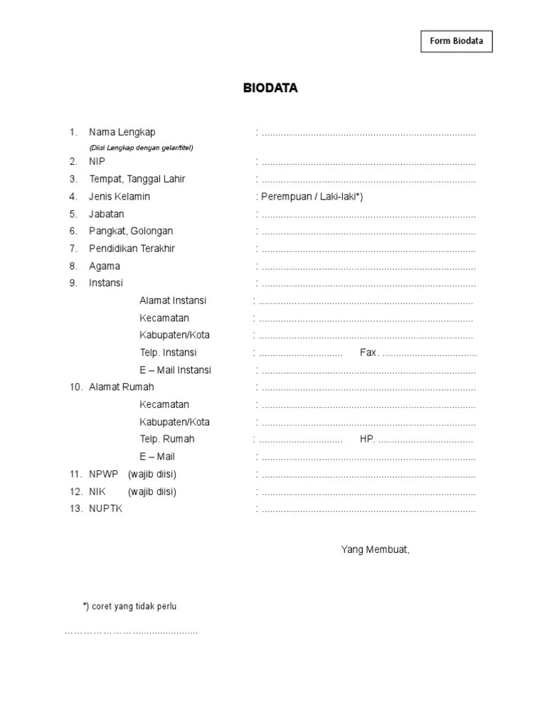 Sman 1 seputih banyak nss : Form Biodata 1