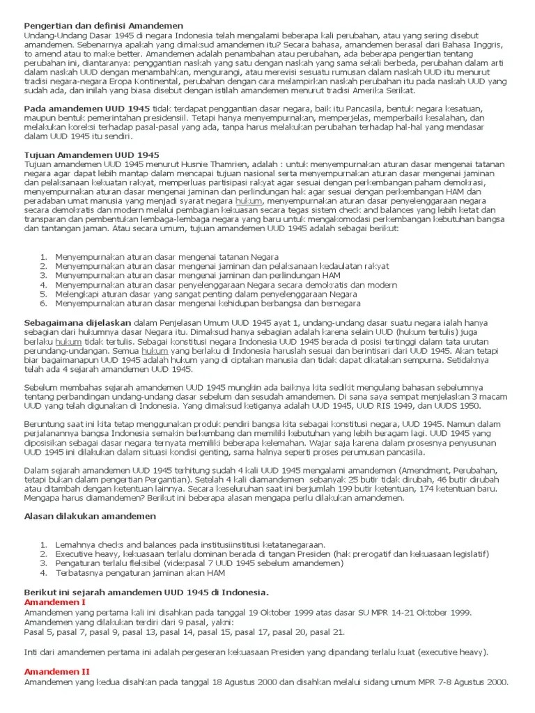 Rangkuman UUD 1945 Dan Amandemen | PDF
