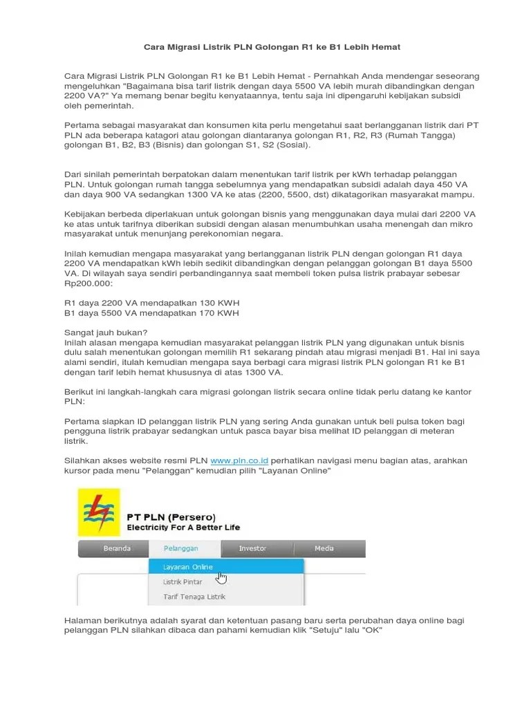 Cara migrasi tarif listrik r1 ke b1 / tarif dasar listrik pln maret 2021 baka88 : Cara Migrasi R1 Ke B1 Sekali