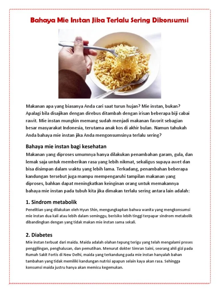 Bahaya Mie Inst 1 | PDF