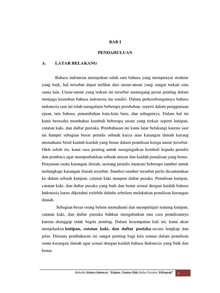 Ini adalah contoh dari daftar isi. Makalah Kutipan Catatan Kaki Dan Daftar Pustaka Pdf