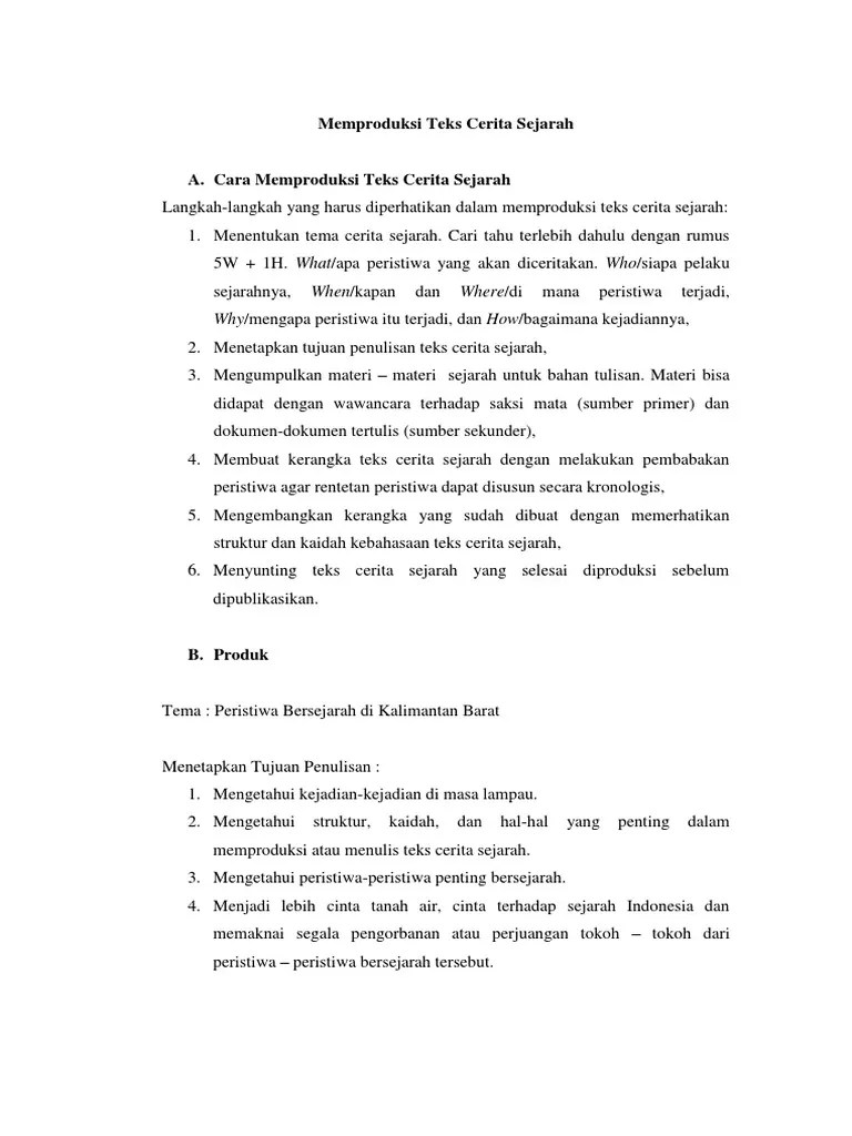 Memproduksi Teks Cerita Sejarah | PDF