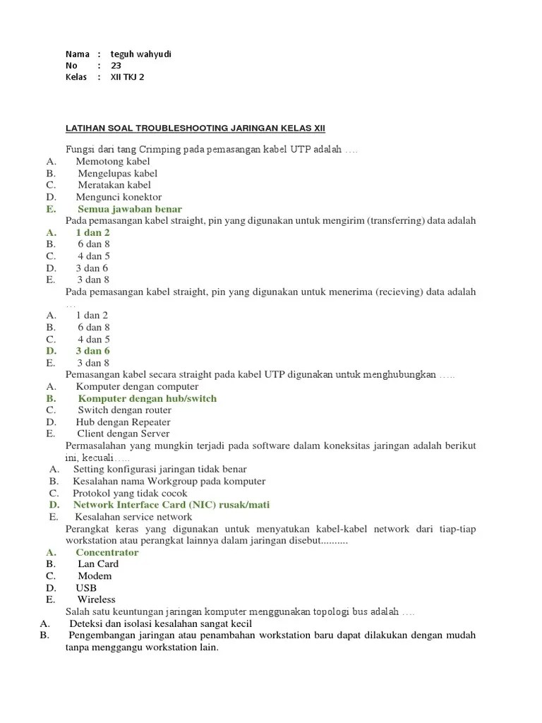 Latihan Soal Troubleshooting Jaringan Ke | PDF