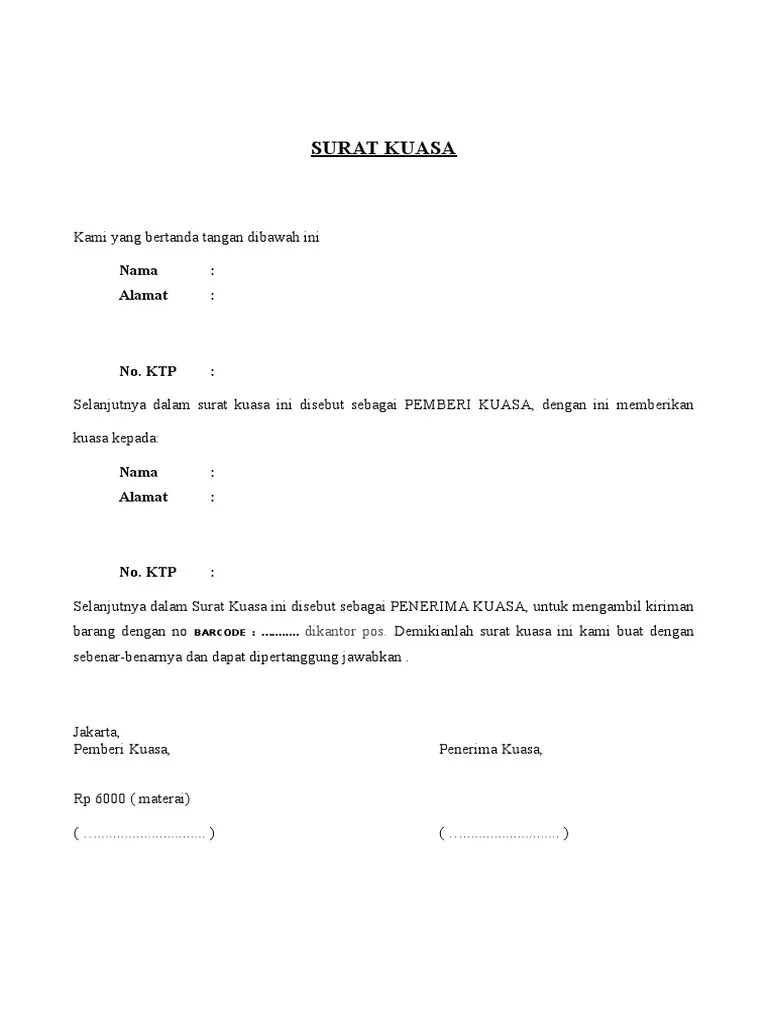 Contoh Surat Kuasa Praperadilan Pdf / Contoh Surat Mandat  Bertindak