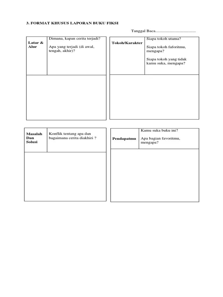 Format Khusus Laporan Buku Fiksi | PDF