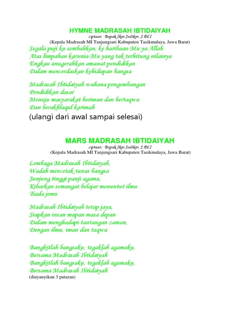 Hymne Madrasah Ibtidaiyah | PDF