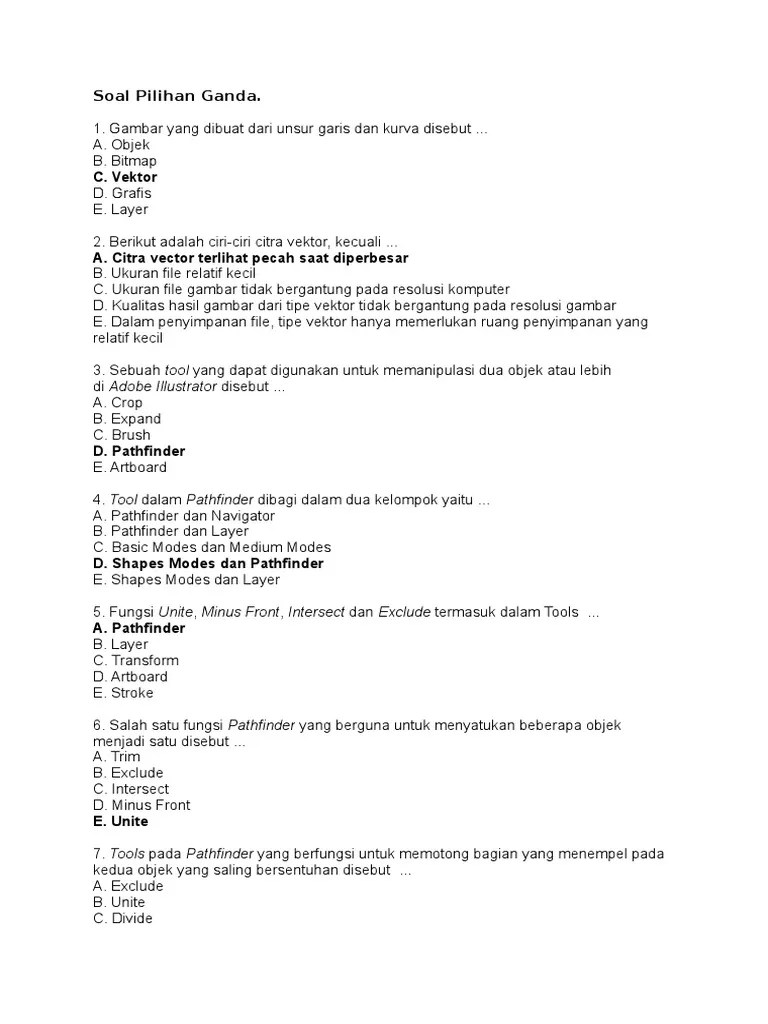 Modul 27 d rumus butir soal : Soal Pilihan Ganda Adobe Ilustrator Pdf