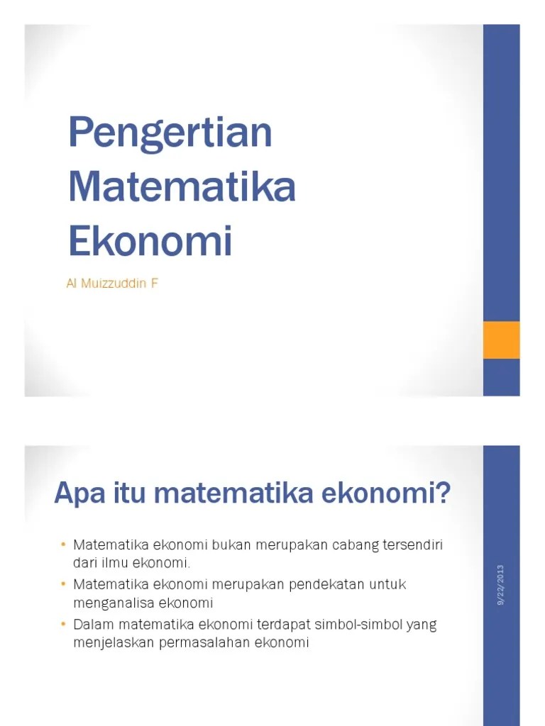 Dasar Matematika Ekonomi | PDF