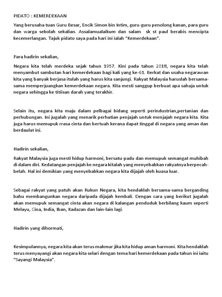 Yang dihormati, tuan pengerusi majlis, . Pidato Pdf