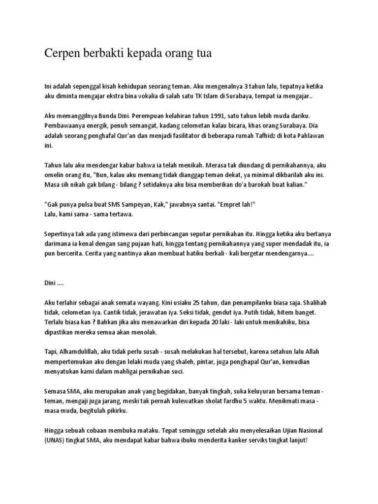 Cerpen Berbakti Kepada Orang Tua | PDF