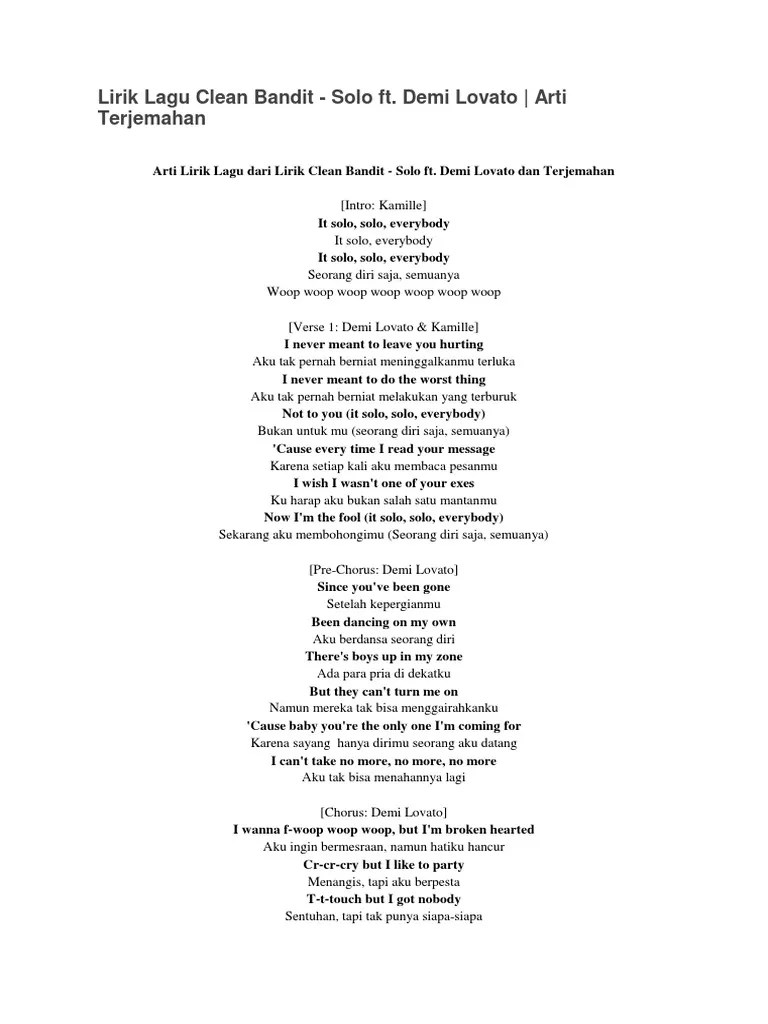 Solo by Demi Lovato Feat Clean Bandit | PDF