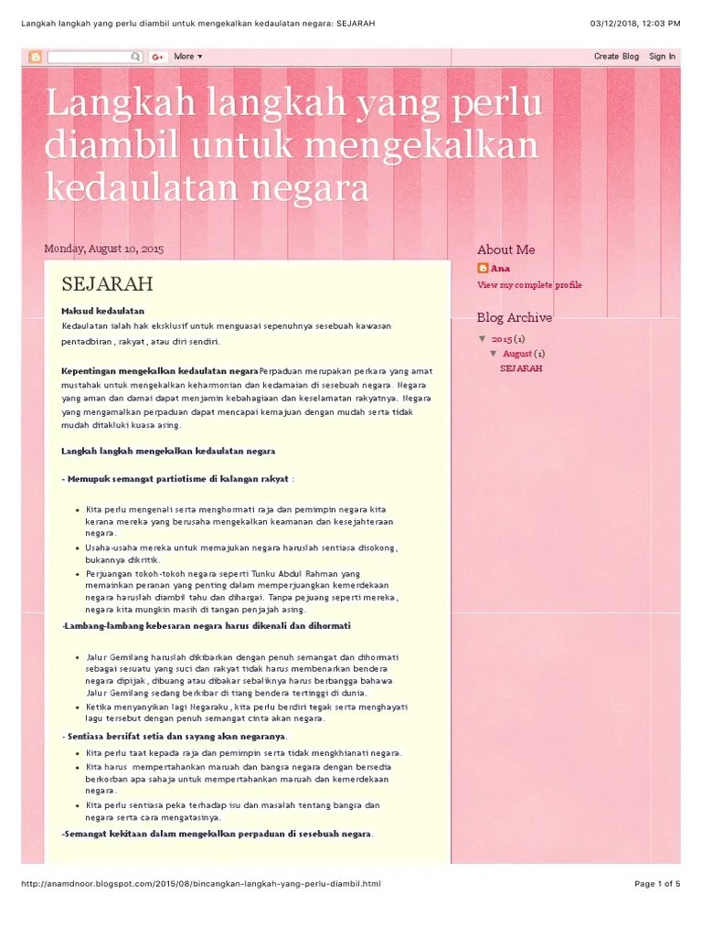 Masyarakat yang berbilang kaum akan keluar untuk bekerjasama • membersihkan. Cabaran Dan Langkah Mengekalkan Kedaulatan Negara