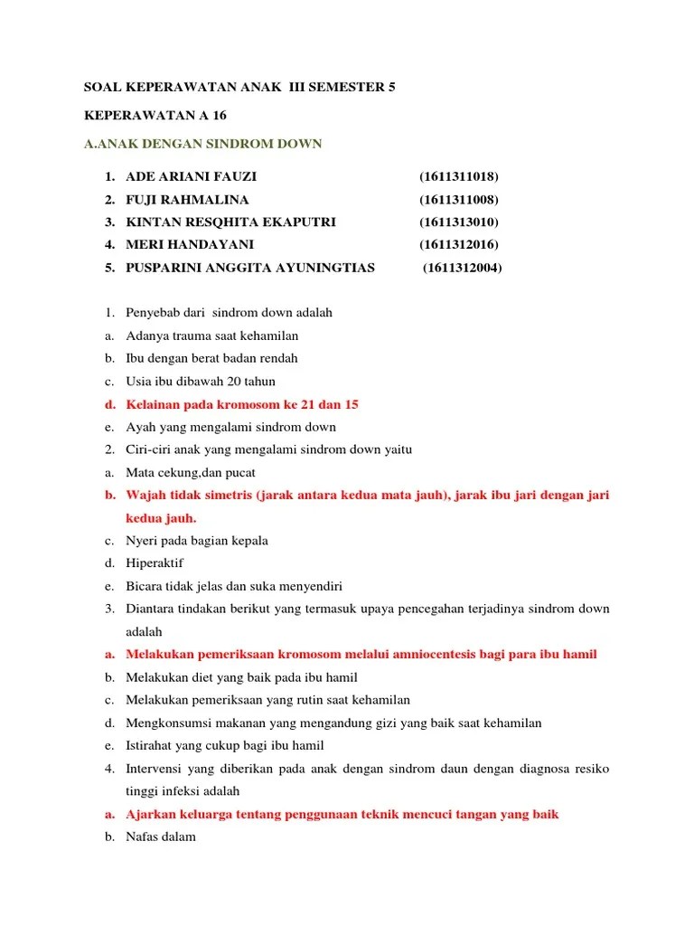Soal Patofisiologi Keperawatan Semester 2 Uts