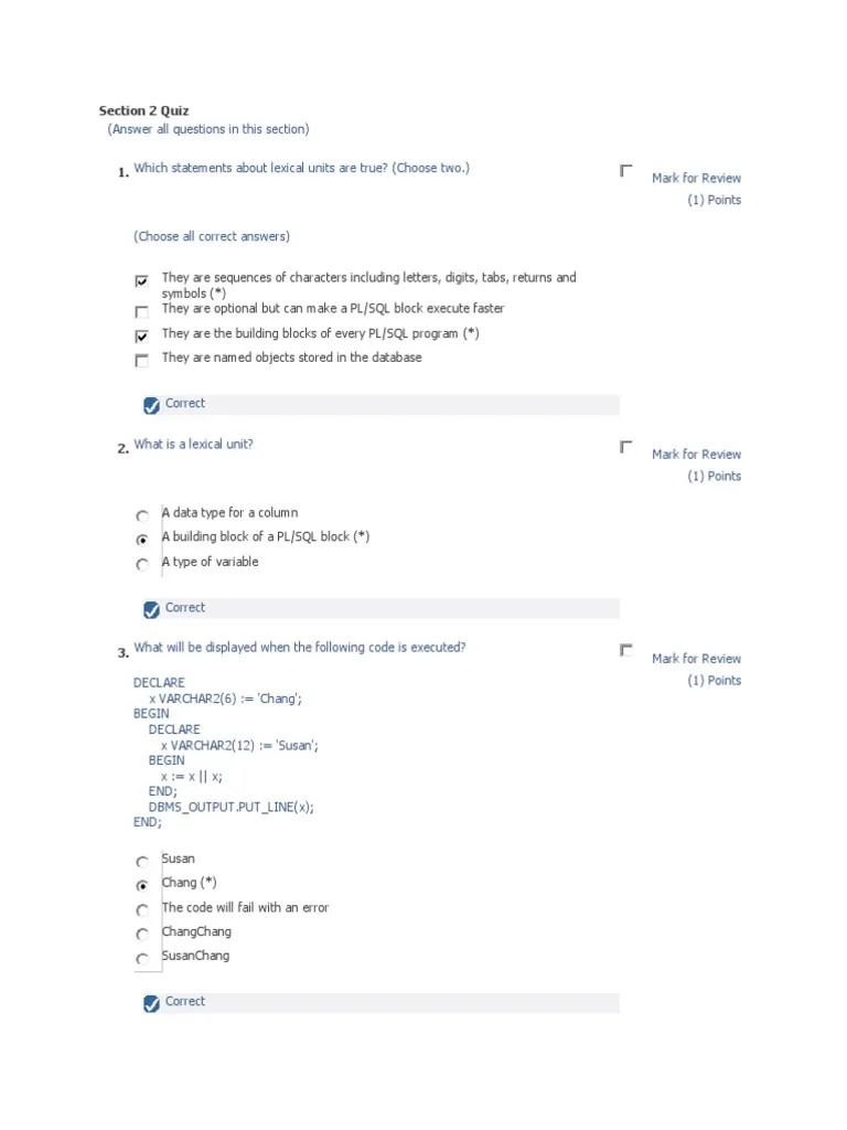 You issue this sql statement: Section 2 Quiz Pl Sql Data Type