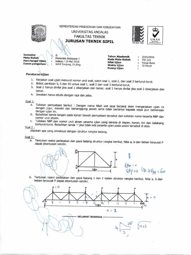 Rekayasa transportasi masih berhubungan juga dengan rekayasa lalu lintas dalam merencanakan system transportasi diperlukan dalam pengefesienan pada system tersebut. Mekanika Rekayasa 1 Teknik Sipil