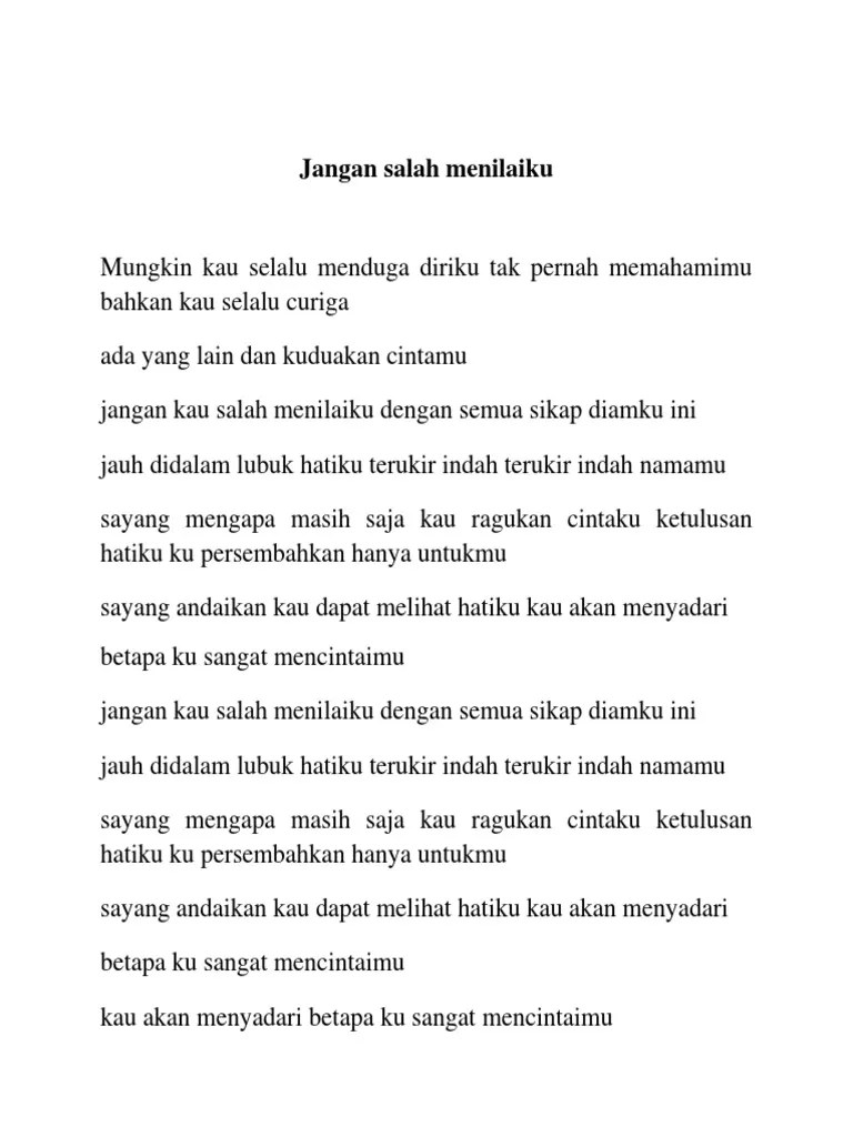 Lirik Dan Chord Lagu Jangan Kau Salah Menilaiku