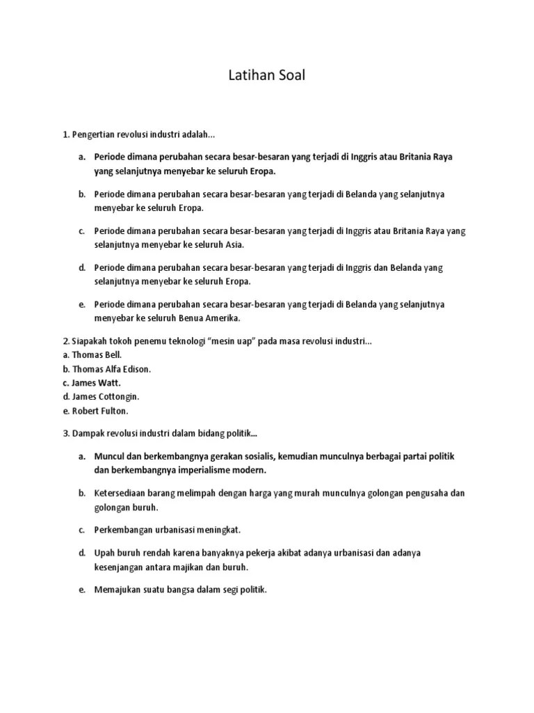 Latihan Soal Revolusi Industri | PDF