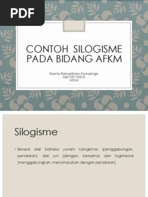 Dwina Ramadhani, .Contoh Silogisme Pada Bidang Afkm | PDF