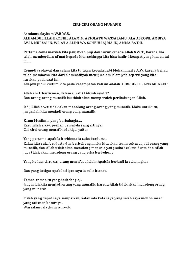 Dibenci tuhan, waspadai ciri orang munafik berikut ini! Ciri2 Orang Munafik Pdf