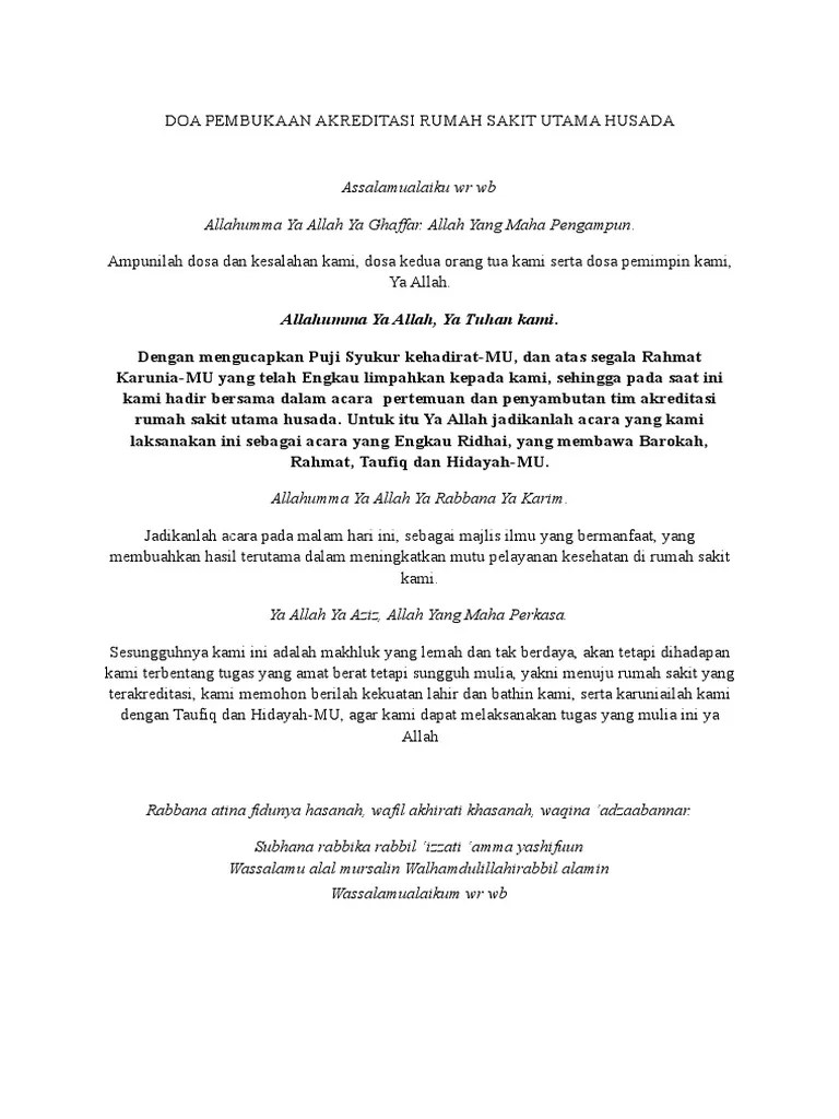 Doa Pembukaan Akreditasi | PDF