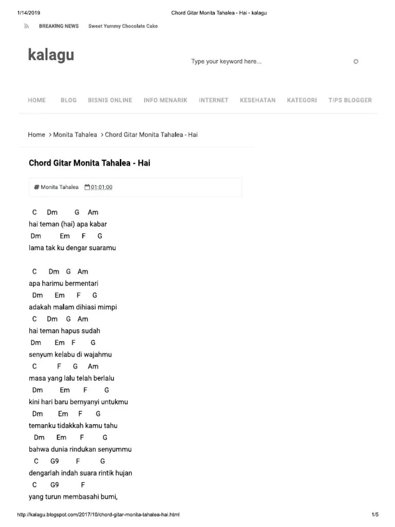 Kunci Gitar Denting Piano Chordtela