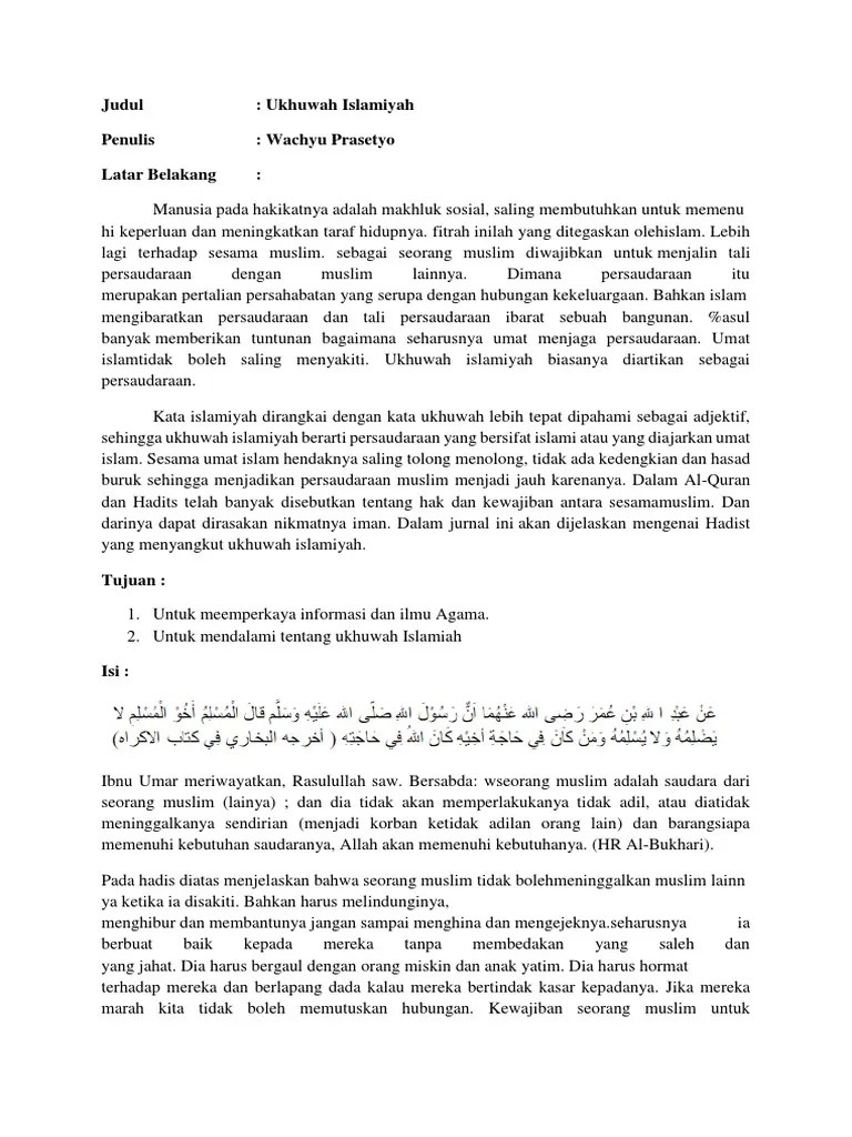 Ukhuwah Islamiyah Artinya Brainly
