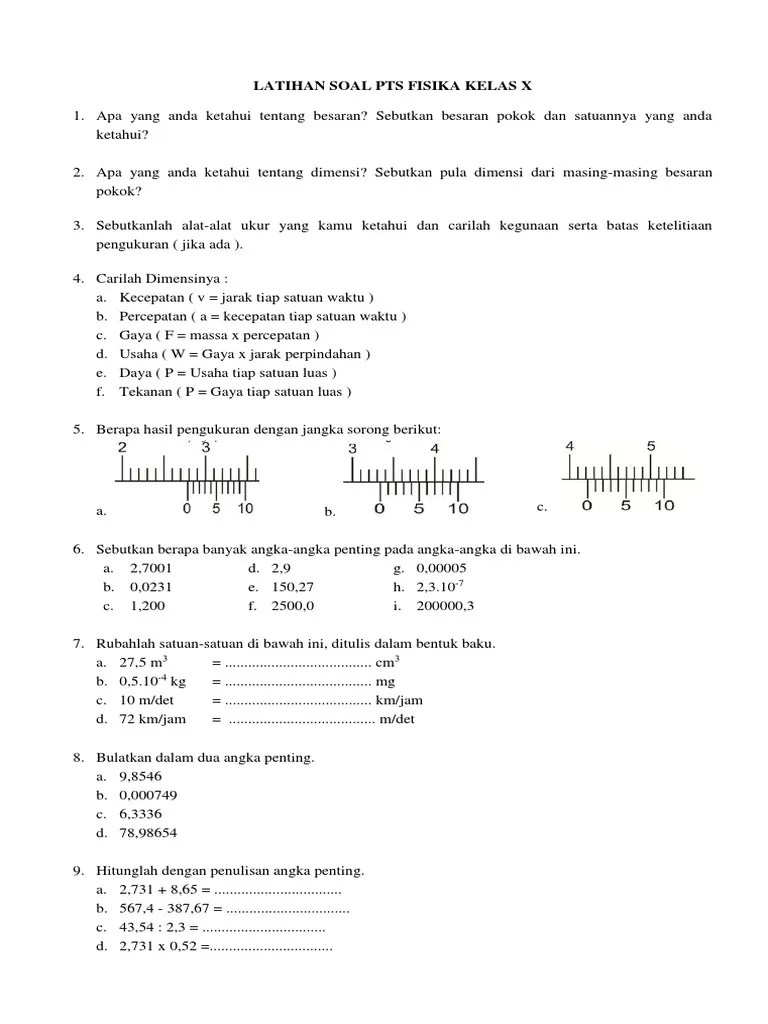 Hasil pengukuran panjang sebuah benda adalah 0,01020 m. Latihan Soal Angka Penting