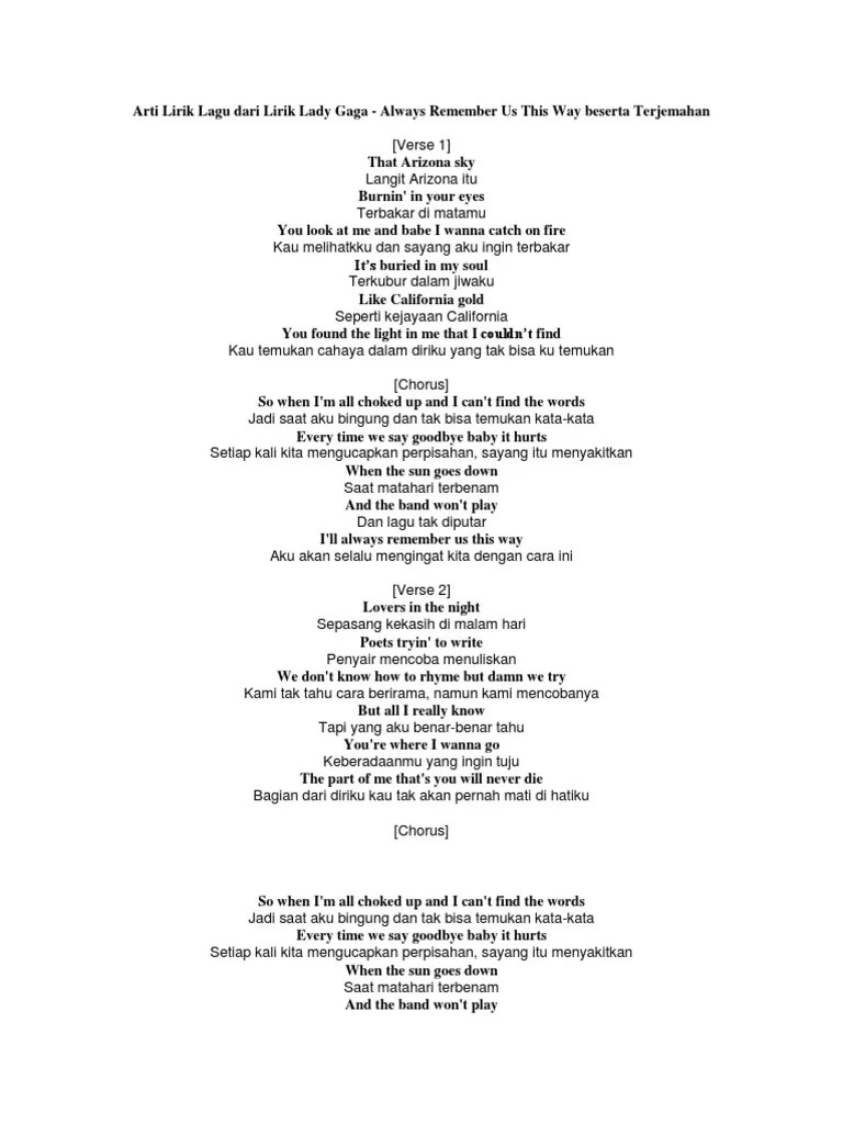 There's not a thing i could say. Arti Lirik Lagu Dari Lirik Lady Gaga Pdf