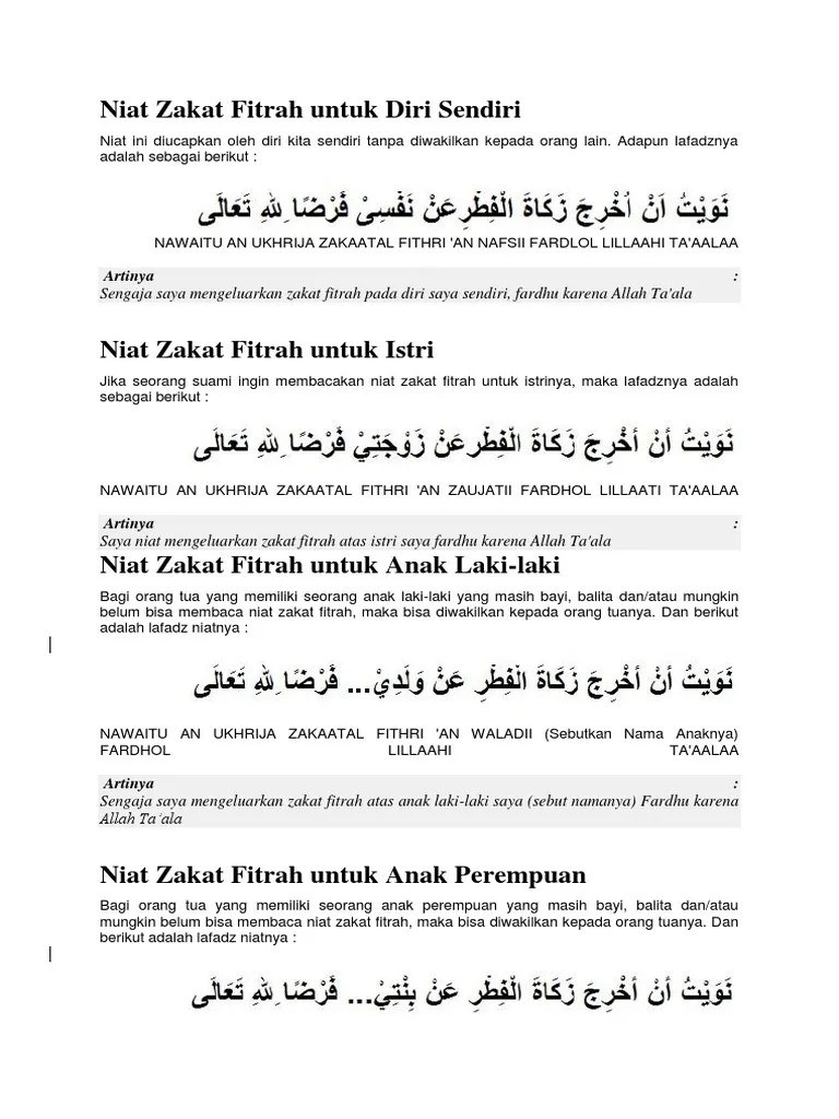 Adapun bacaan doa dan niat membayar zakat fitrah lengkap untuk diri sendiri dan keluarga baik istri, anak dan seluruh keluarga adalah . Doa Fitrah Untuk Orang Lain Dakwah Islami