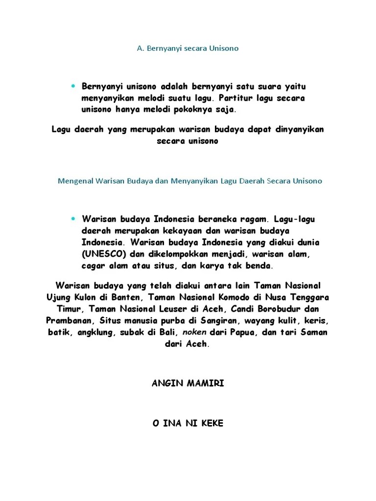 Bernyanyi Secara Unisono | PDF