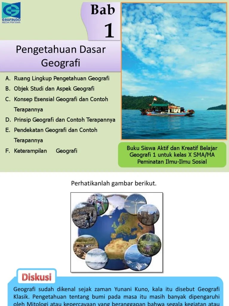 3.1 memahami pengetahuan dasar geografi dan terapannya dalam kehidupan. Bab 1 Geografi X Pdf