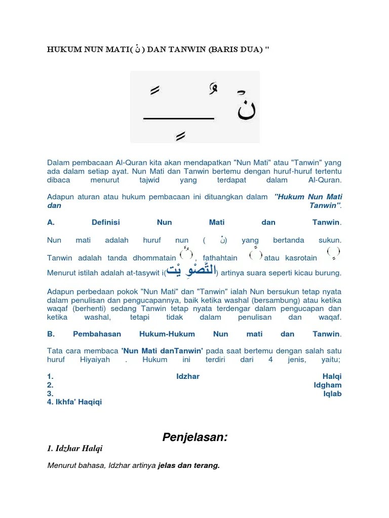 Nun mati (nun sukun ) bertemu dengan huruf halqi :. Contoh Bacaan Idzhar Halqi Beserta Suratnya Barisan Contoh